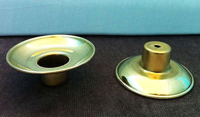 Pair (2) Polished Solid Brass Sconces For Wooden Candle Sticks Drip Catchers  • 6.20£