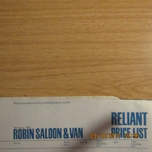 RELIANT Motor Company ROBIN Saloon Van & Optional Equipment UK PRICE LIST 1975 - Picture 1 of 1