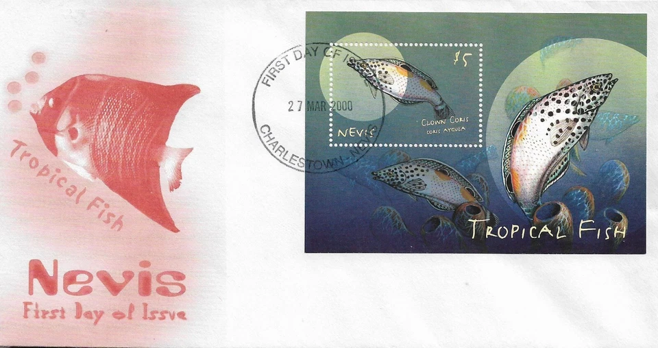 (9) NEVIS - 2000 HOJA RECUERDO PESCADO PRIMER DÍA CUBIERTA Foto 1 de 1