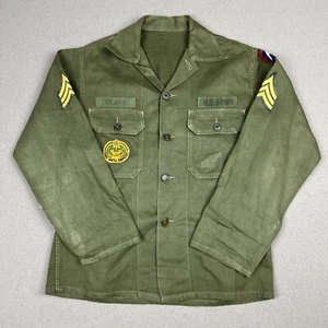 Vintage 1950s US Army OG-107 Type 1 Cotton Sateen Field Shirt Med Korea Vietnam - Picture 1 of 9