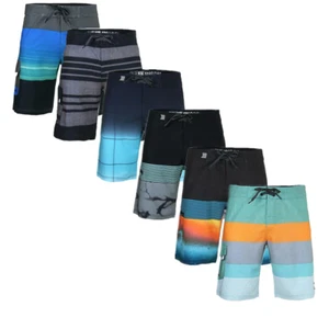 Mens Teens Striped Board Shorts Surfing Active Swim Trunk Sunbath Variety Hawaii - Picture 1 of 78