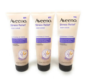 Aveeno Stress Relief Exfoliating & Calms Body Scrub, Lavender , Lot of 3