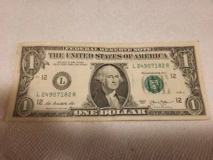 $1 Dollar Rare !! bleed through ink from Back to Front from Letter O in ONE - Picture 1 of 4