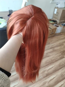 Cosplay Wig With Bangs Copper Red Heat Resistant Hair Synthetic Long Straight - Picture 1 of 8