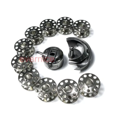 Domestic Sewing Machine SHUTTLE HOOK, BOBBIN CASE + 10 BOBBINS for Singer White+ - Image 1 of 3