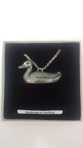 Duck Pewter Effect Animal 3D Pendant on a Platinum Necklace Handmade 18 INCH - Picture 1 of 1
