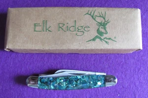 Elk Ridge ER-323SSR 3" Stockman Green Abalone Chip Handle Pocketknife - Picture 1 of 7