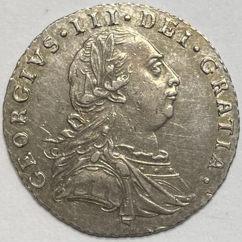 1787 Great Britain Shilling Sterling Silver Coin UNC KM# 607.1 Cover