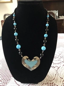 Lee Sands Türkis Multi Perlen Herz Schwan Halskette - Bild 1 von 10