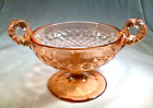 IMPERIAL GLASS DIAMOND QUILTED PINK TWO HANDLED FOOTED BON BON BOWL COMPOTE!