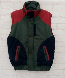 Herren Wattierte Weste M Rot Grün Blau Kragen Reißverschluss Nieten Taschen Freizeit Bodywarmer - Bild 1 von 14