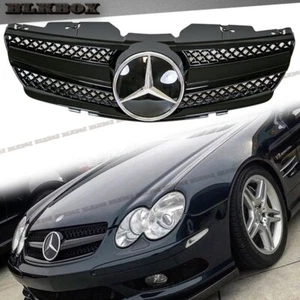 Fit BZ 03-06 R230 SL-Converti Front Bumper Grille Shiny Black Cover w/ SL Look - Picture 1 of 3