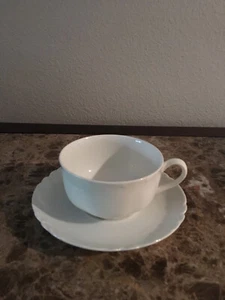 Antique Haviland Limoges China RANSON CUP & SAUCER SET All White - NICE! Set Of - Picture 1 of 8