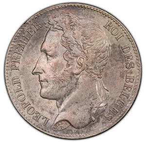 Bélgica 1848 5 francos - graduación profesional AU58 - ¡TAN CERCA DE SIN CIRCULAR! - Imagen 1 de 5