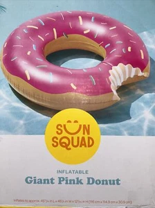 SUN SQUAD Giant Pink Donut Swimming Pool Float Raft Tube 3ft 10" NIB - Picture 1 of 6
