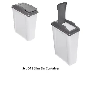 Set Of 2 Plastic Dog Pet Dry Food Storage Container 25L Liter Recycle Trash Bin - Picture 1 of 4