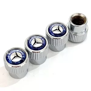 4 Stücke Ventilkappe Auto Luftventil Abdeckungen Für Mercedes-Benz Metall Blau - Bild 1 von 4