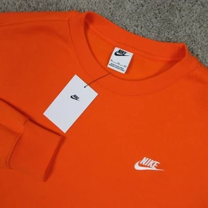 Nike Sweater Mens Extra Large Orange Sportswear Club Fleece Crewneck Sweatshirt - Picture 1 of 10