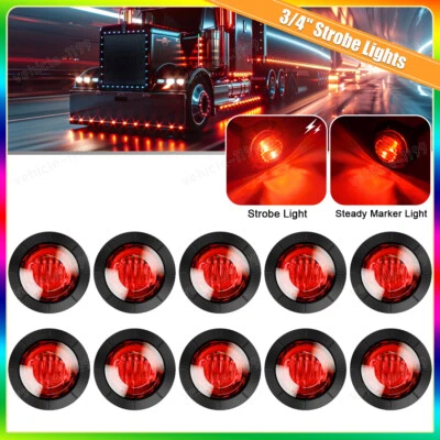 Round LED Side Marker Lights Truck Trailer DRL Bullet Light with Flash Pattern - Image 1 of 4