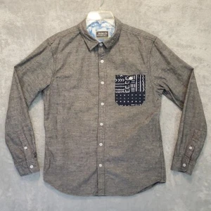 Modern Amusement Shirt Mens Large Gray Button Front Long Sleeve Pocket 48364 - Picture 1 of 13