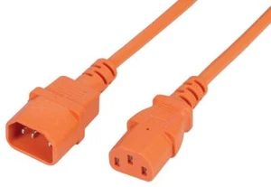 IEC C14 Plug to C13 Socket Power Lead, 10A, 1m, Orange - PELB2235 - Picture 1 of 1