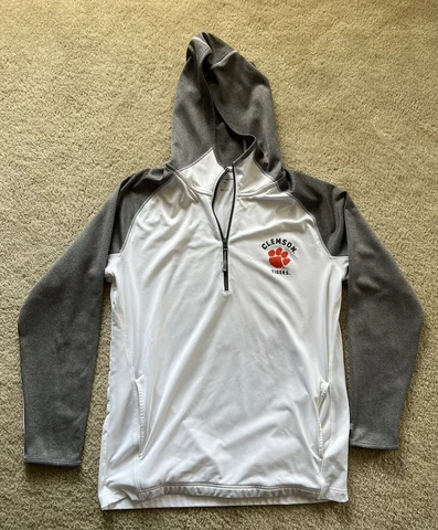 Clemson Tigers Hoodie Adult Medium Gray Orange Logo Champion Sweatshirt Mens Cover