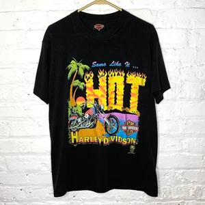 Camiseta de neón vintage años 90 Harley Davidson "Some Like It HOT" Fun Wear talla M - Imagen 1 de 4