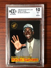 1995 1995-96 Stadium Club Kevin Garnett DRAFT Rookie RC Beckett Graded BCCG 10