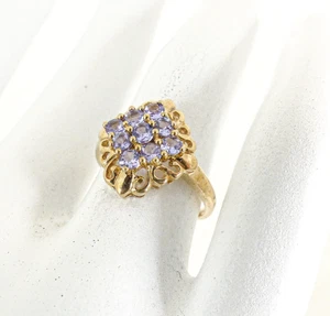 9ct Gold Tanzanite Ring Cluster Blue Hallmarked Size K with Gift Box - Picture 1 of 8