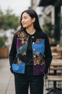 Blazer Indigo Moon Mujer Talla Pequeña Art Deco Negro Multicolor 222 Foto 1 de 4