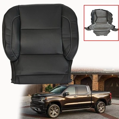Cubierta de asiento de cuero inferior del lado del conductor negra para Chevy Silverado 1500 2014-2019  Foto 1 de 4