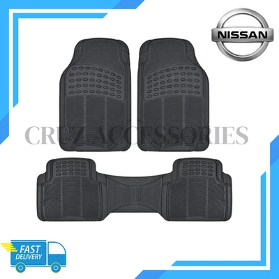 Alfombrillas de goma negras para coche para todo tipo de clima para Nissan 3 piezas protección de alta resistencia Foto 1 de 4