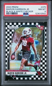 2024 Prizm Marvin Harrison Jr. Black & White Checker Prizm RC PSA 8 Cardinals - Picture 1 of 2