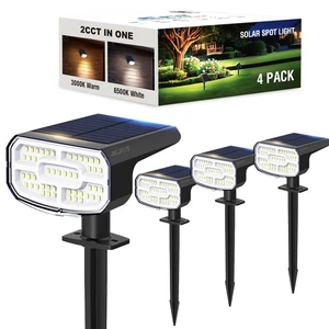 Solar Spot Lights Outdoor Waterproof IP65,4 Pack,2CCT(3000K/6500K),4 Lighting... - Picture 1 of 8