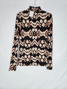 Ulla Johnson Aurelia Sheer Geometric Top Size Small Mock Neck Obsidian Abstract - Picture 1 of 8