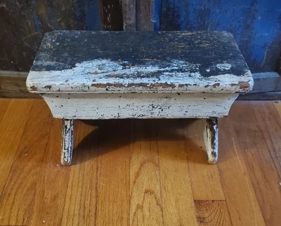 ЗАМЕЧАТЕЛЬНАЯ АНТИКВАРНАЯ ПРИМИТИВНАЯ СКАМЕЙКА ОТЛИЧНАЯ ФОРМА И КРАСКА БЕЗ РЕЗЕРВА AAFA  - Изображение 1 из 4