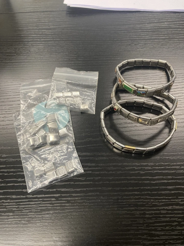 Conjunto de pulsera de acero inoxidable Pugster conjunto de dijes italianos cestas de enfermería Vegas Foto 1 de 4