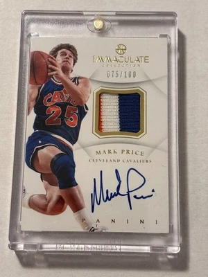 Mark Price 2012-13 Immaculate Collection 3 Color Patch Auto graph #75 /100 Cavs - Image 1 of 3