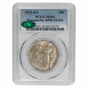 1915 S/S 50C Panama Pacific RPM FS 502 PCGS MS 64 CAC - Picture 1 of 4