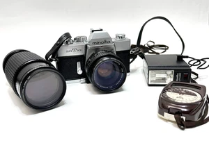 Minolta SRT 101 35mm Spiegelreflexkamera mit 2 Objektiven MC Rokkor PF f=50mm 1:1.7 & 80-200mm - Bild 1 von 13