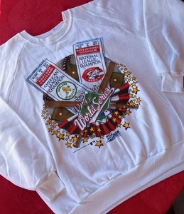 Vintage 1990 World Series Cincinnati Reds and Oakland Athletics sweater! - Picture 1 of 7