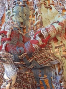 Irish Suantrai Wool Scarf OPEN WEAVE Lt Weight Green Cream Red Teal Blue NEW WT - Picture 1 of 11