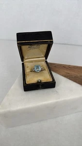 Vintage Blue Topaz and Silver Gemstone Ring lot D32 - Picture 1 of 7