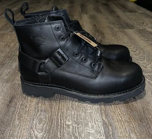 NUEVAS Botas Arnés Harley Davidson 12M Cuero Negro Cremallera Motociclista Impermeables - Imagen 1 de 13