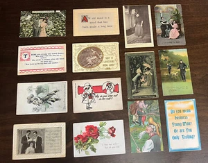 antique early 1900’s postcard lot (12) rare HTF Risqué Romance Ladies Funny - Picture 1 of 12