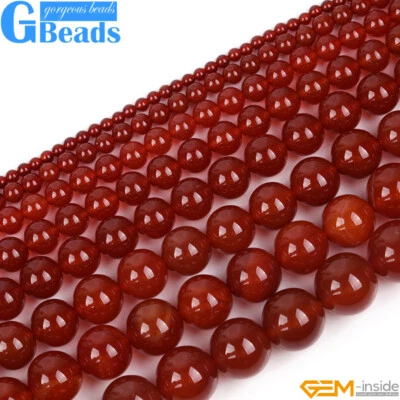 Red Agate Beads Gemstone Round Loosee Beads Jewelry Making Free Shipping Natural - Image 1 of 4