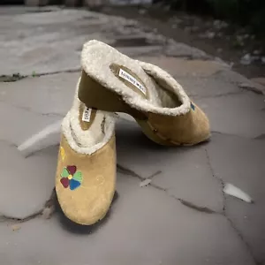 Borchie Tommy Hilfiger Mule Clog in pelle scamosciata borchie ricamo fiori TG 14482 taglia 6,5 - Foto 1 di 10