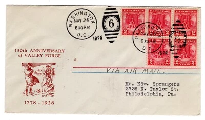 #645 Valley Forge 1928 FDC - Planty #5 - Image 1 of 2