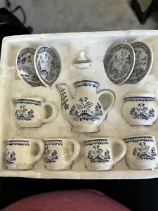 12 Piece Blue Willow Child’s Tea set Miniature Ceramic - Picture 1 of 3