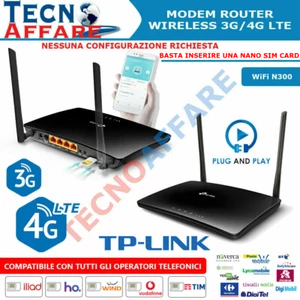 Modem Router 3G 4G LTE Wireless per Scheda Dati Sim WiFi 300N TP-LINK TL-MR6400 - Foto 1 di 8